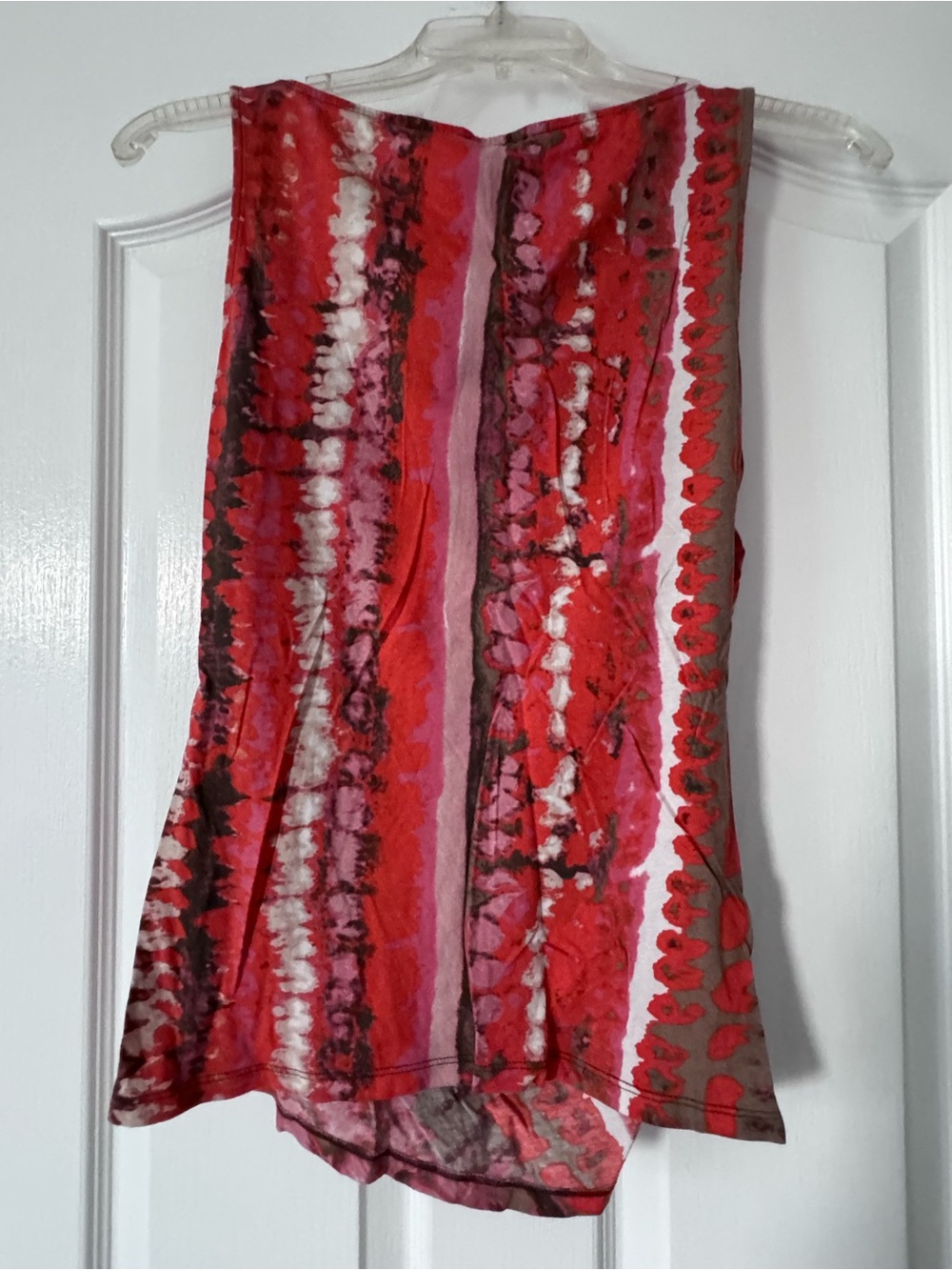 Ann Taylor Red Pink Abstract Print Sleeveless Blouse Drape Neck Top Small - Picture 4 of 4